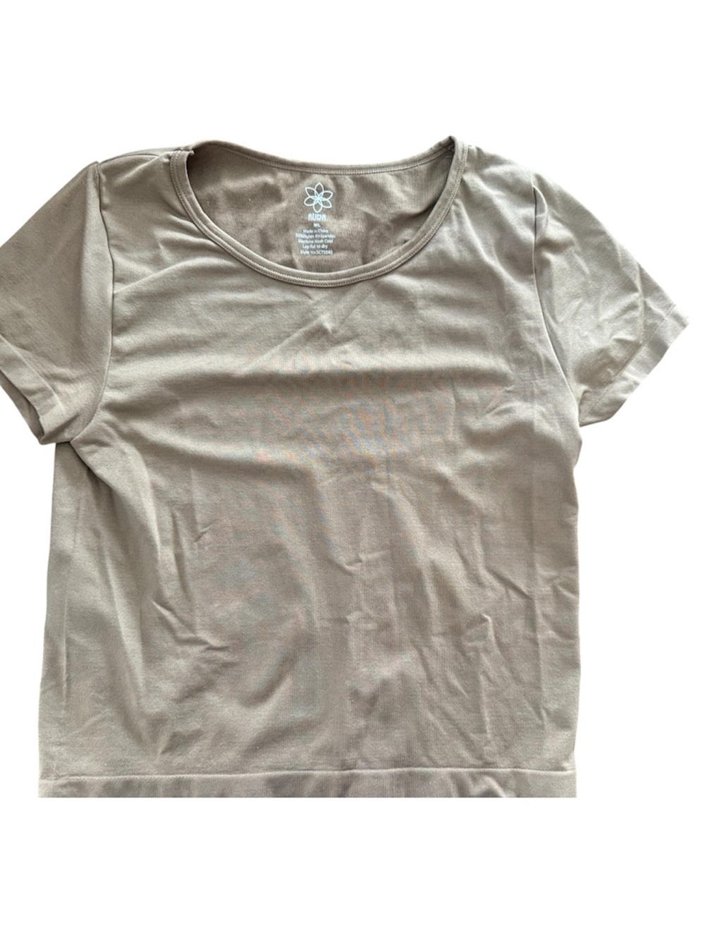 Aura Short Sleeve Scoop Neck Tee in Taupe